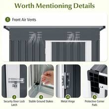 Outdoor Metal Storage Shed – 181 X 153 Cm Gray Galvanized Steel Tool House For Garden, Patio Or Yard Use – Rust-Resistant, Easy Assembly, Compact Design, Weather-Resistant Finish, Foldable Door, Ventilation Slots, Floor-Compatible Structure - Grey - View 8