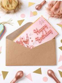 1 Set Pink "Happy Birthday" Foldable Money Card And Envelope, Pink Birthday Cake Pattern Foldable Money Card, Birthday Party Surprise Cash Gift, Anniversary Celebration Foldable Money Card - View 10