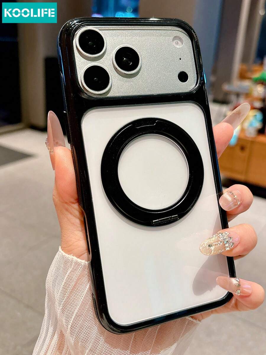 Koolife 1 pieza Funda magnética para teléfono con soporte giratorio de 360°, protección de cámara con ventana grande, carcasa a prueba de golpes compatible con MagSafe, regalo perfecto para mujeres y niñas, apto para iPhone 17/17 Pro/17 Pro Max