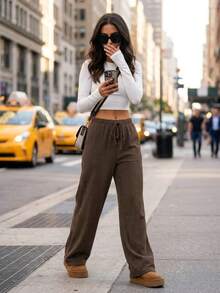 Women's Loose Versatile Casual Pants For Autumn - Brown - View 6
