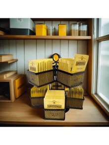 Double-Layer Detachable And Rotating Wrought Iron Tea Bag Storage And Display Rack - Black - View 2