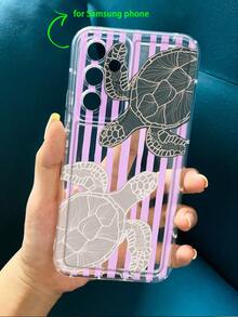 Étui transparent avec impression de tortue de mer à rayures verticales violet clair compatible avec iPhone 11/17/17pro/13/14/15/15pro/15 Plus/15 Promax/16/16pro/16plus/16promax/17Air/13pro/14pro/17Promax/12promax/13promax/14promax/14plus&Compatible avec Samsung Galaxy/A54 A14 A15 S23 S24 S24ultra S25 A07 A17 S26 A57 - Multicolore - Voir 4