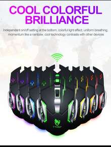 Ratón inalámbrico Bluetooth de doble modo T-WOLF Q13, carga TYPE-C, silencioso, con iluminación, ratón para juegos - Ver 7
