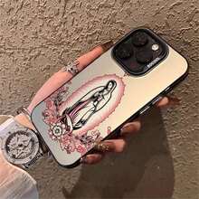 [24h Shipping from DE/FR/ES]handy hüllencoque iphonefundas iphoneFunda para teléfono: Funda con diseño de la Virgen María y patrón floral rosa para iPhone 17 Pro Max, 17 Pro, 17 Plus, 17, 16 Pro Max, 16 Pro, 16 Plus, 16, 15 Pro Max, 15 Pro, 15 Plus, 15, 13 Pro Max, 13 Pro, 13 Plus, 13Shockproof, scratch-proof, no yellowing    perfect gift - 1 imagen - Ver 4