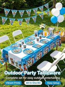 Paw Patrol 汪汪隊主題生日派對裝飾套組，一站式派對用品組合，包含橫幅、桌布與拍照道具的完整派對用品，適合生日慶祝與各種節日派對 - 彩色 - 查看 8