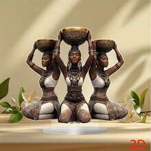 2D Flat Printed Three African Women Desktop Decor, Bedroom Decor, Office Decor, Dining Room Decor, Living Room Decor, Kitchen Decor, Perfect Gift - A - View 5