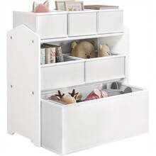 1pc White Wardrobe Stratification Storage Rack With 6 Detachable Organizing Boxes – Space-Saving Closet Organizer For Clothing, Accessories & Daily Essentials – Easy Assembly, Clean Modern Design, Fits Standard Closets - White - View 10