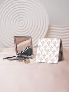 1PC Art Decor Series Portable Vanity Mirror, Foldable Lightweight Ultra-Thin Convenient Hand Mirror, PU Leather, Suitable For Multiple Scenarios And All People, Foldable Square Mirror For Carrying - Multicolor - View 2