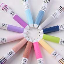 60/120 Colors Press-Type Multi-Color Ballpoint Pen Of 10-In-1 Colorful Ballpoint Pens - Press Smooth Rollerball Pen, Bullet Tip Ideal For Students And Prize Gifts - Sets - View 7