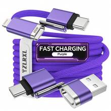 Tzlrxl Universal 4-In-1 Interchangeable Charging Cable, Fast Charging Multi-Port Data Cable, Durable Braided Nylon Wire, Suitable For Multiple Devices, Multiple Colors Available - Purple - View 9