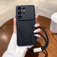 Order And Follow Store To Get Free Lanyard, New Corning Integrated Magnetic Stand With Braided Rope + Wrist Strap Phone Case/Compatible With Apple 17PROMAX/16promax/15promax/14promax/13promax/12promax/11promax/XSMAX/Compatible With Samsung S26/2524321u A56 A54 A53 A52 A36 A35 A16 A15 A14 A07 A06 Phone Case Compatible With Huawei P80/70605040/MATE 80/7060504030/NOVA 15/1413121110 - Black + Braided Rope - View 3