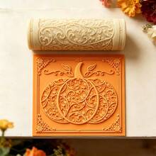 1pc Pumpkin Texture Roller Tool - Durable Plastic Suitable For Polymer Clay & Ceramics, 3D Embossing Mold With High-Detail Pumpkin For DIY Crafts, Compatible For Clay Seals, For Ceramics Decoration, For Soft Clay Applications - Pumpkin Texture Roller 1pc - View 3
