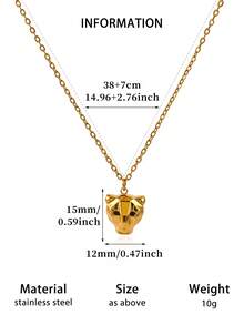 1PC Geometric Leopard Necklaces For Women 18K Gold Plated Stainless Steel Panther Head Pendant Chain Necklace Y2K Aesthetic Jewelry Gift - Multicolor - View 11