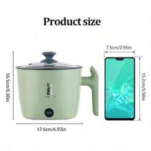 SOKANY RUNBAISEN Portable Electric Hot Pot, Dual Temperature Control Non-Stick Pot With Transparent Glass Lid, Easy To Clean, Suitable For Dorms, Small Apartments, Outdoor Camping Meals - Green - View 2
