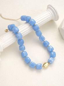 1/2pcs Fashion Minimalist Exaggerated Colorful Bohemian Chunky Beaded Necklace, Women's Summer Beach Vacation Date Party Holiday Birthday Gift, Daily Versatile (Slight Color Difference) - Multicolor - View 5