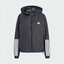 adidas Hyperglam 三條紋連帽寬鬆長袖風衣外套 女款 - 黑色 - 查看 5