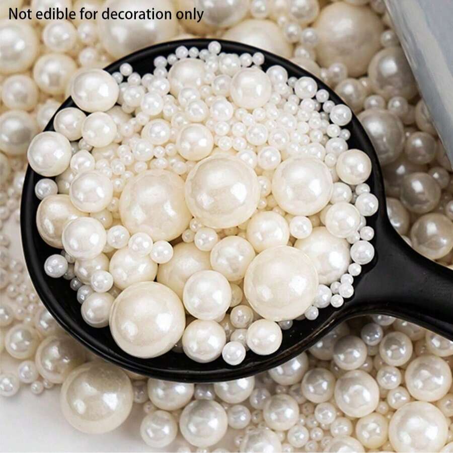 1 Set Mixed Size Gold, Pink, White, Blue Pearl Decorative Beads, Suitable For Cake Decoration, DIY Crafts And Party Supplies - Multicolor - View 1