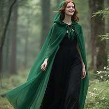 New Medieval Halloween Cloak With Large Hat, Vintage Multi-Color European Noble Overcoat Robe - Multicolor - View 2