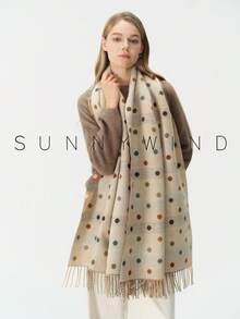 1pc Women's Polka Dot Minimalist Versatile College Style Polyester Jacquard Scarf, Suitable For Autumn/Winter Daily Wear - Beige - View 6