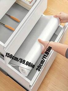 1 Rollo De Forro De Cajón Y Estante De Gabinete De Cocina De Eva, Alfombrilla Antideslizante E Impermeable Para Nevera Y Mesa - transparente - Ver 10
