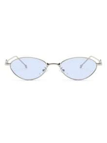 1 Pair Women's Silver Cat Eye Retro Small Frame Outfit Personalized Street Style Fashion Glasses - Silver - View 3