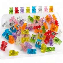 10pcs/20pcs/40pcs Cute Bear Push Pins, Creative Cartoon Resin Map Tacks For Cork Board, Photo Wall Decoration Pins, Assorted Colors - Mixed Color Bear Push Pins - View 2