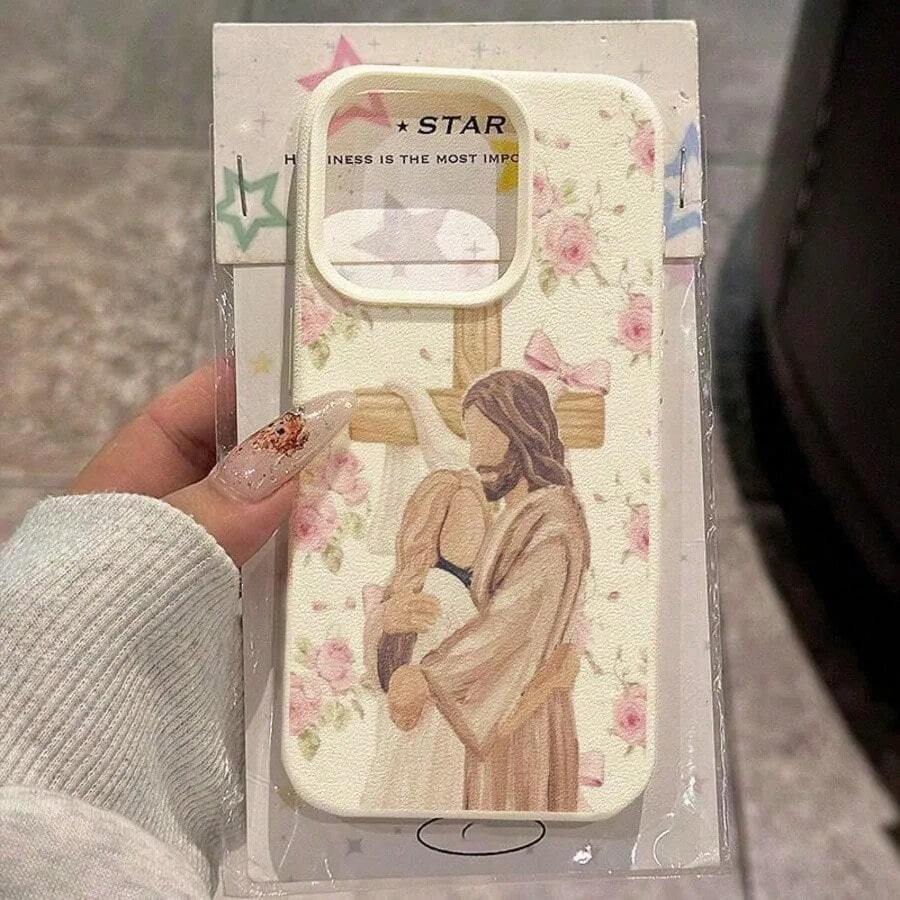 For IPhone 17 16 15 14 13 12 11 Pro Max Plus Air XS X XR Floral Religious Mythological Character Cross Pattern Phone Case Cover - 5 - 查看 1