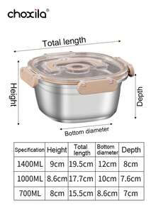 choxila 1pc Stainless Steel Food Storage Container With Lid Markings And Date Recording Dial, Suitable For Refrigerator, Multi-Purpose Airtight Fresh-Keeping Box For Fruits And Vegetables - Silver - View 9