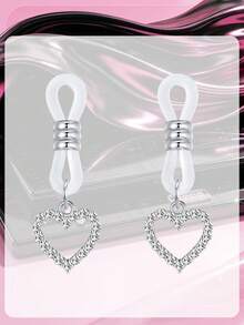 Adjustable Fake Nipple Rings Faux Nipple Dangles With Heart,Peal,Clear Rhinestones,Non Piercing Nipple Jewelry,Fake Nipple Piercings Valentines - Multicolor - View 12