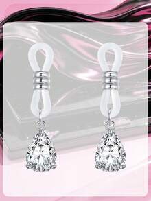 Adjustable Fake Nipple Rings Faux Nipple Dangles With Heart,Peal,Clear Rhinestones,Non Piercing Nipple Jewelry,Fake Nipple Piercings Valentines - Multicolor - View 9