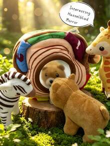 1pc Forest Treehouse Animal Plush Storage Tote Bag Doll Set For Baby Boys And Girls, Early Education Cognitive Doll With Built-In Squeaker, Rattle And Crinkle Paper, Sensory Doll For Infants, Gift Box Packaging Suitable As Newborn Baby Gift - Multicolor - View 5