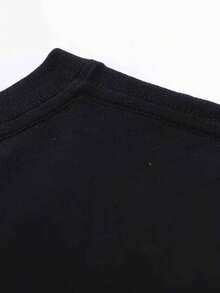 PlusSizeMen'sShortSleeve%CottonCrewNeck,FishingThemeWithFunnyFishHookPrint,FISHON!ComfortableCasual - 黑色 - 查看 9