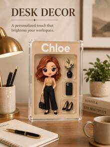 Custom Portrait Doll, Personalized Digital Portrait Art, Custom Photo To Cartoon Acrylic Plaque, Wedding Keepsake, Personalized Acrylic Keepsake, Anniversary Gift, Keepsake For Special Someone, Personalized Photo Stand, Office Decor - Multicolor - View 6