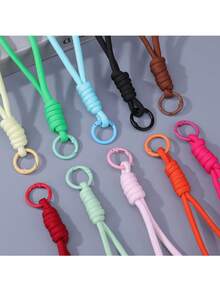 5pcs 16cm Macaron Color Wrist Lanyards, Keychain Accessories, Bag Charms, DIY Beaded Pendant Accessories, Anti-Loss Phone Lanyards - Colorful Woven Lanyard - View 5