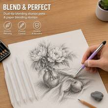 Set 8 Alat Sketsa dan Pencampur Warna, Kuas Spons dan Alat Pencampur Warna Kertas, Cocok untuk Pelajar dan Seniman yang Menggambar dengan Arang. - Blender gambar 8 bagian - View 4