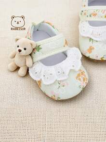 Spring/Autumn Infant Girl Pre-Walker Shoes, Princess Shoes With Lace Design, Soft And Comfortable, 0-18 Months, Indoor Wear - Coral Orange - View 2
