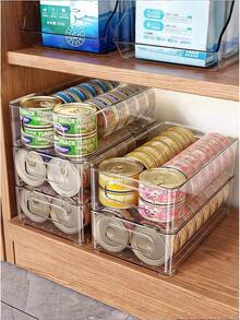 1/4pcs Stackable Pet Food Storage Containers, Large Capacity With Handles, Cat And Dog Toy Organizer, Cat And Dog Food Storage, Suitable For Cat And Dog Treats, Kitchen, Refrigerator And Cabinet Storage Containers. - Clear - View 3