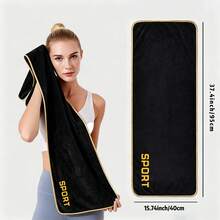 1PC Black & Gold Fitness Towel, SPORT Embroidered Sports Towel, Super Absorbent Club Towel, Portable Soft Training Towel, Suitable For Fitness, Running, Yoga, Swimming, Outdoor Sports, Gym, Multi-Purpose Training, Travel, Beach, Camping, Unisex Towel - Multicolor - View 7