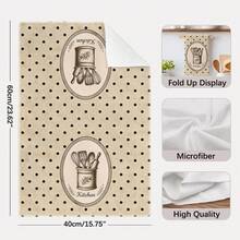 2PCS Kitchen Towels Vintage Stripes & Polka Dots Kitchen Tools Illustration Pattern, Ultra-Fine Microfiber Soft Kitchen Towels Dish Cloths, Hand Towels, Tablecloths, Kitchen Decor, Kitchen Cleaning, Bathroom Cleaning, Holiday Party Decor, Kitchen & Bathroom Supplies Home Essentials, Home Decor, Housewarming Gift - Khaki - View 4