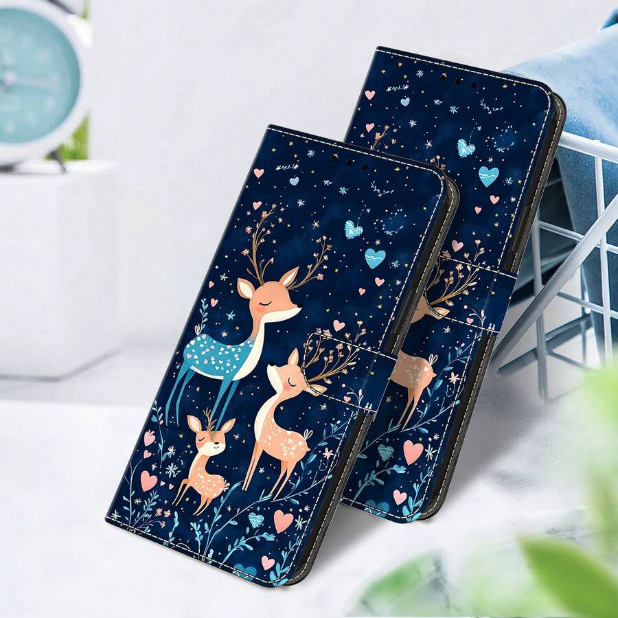 GLANDOTU Dompet Ponsel Kulit PU Motif Rusa dengan Slot Kartu, Tali Gantungan, dan Penyangga Lipat; Kompatibel dengan Berbagai Merek dan Model Ponsel - MultiWarna - View 1