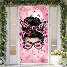 2D Door Banner, 1pc, Breast Cancer Awareness Door Banner, Breast Cancer Party Charity Party Door - Breast Cancer Prevention - View 15