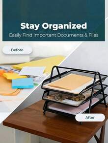 4 Tier/ 3Tier Metal Mesh File Organizer Tray, A4 Paper Document Storage Rack, Multi-Layer Desktop Letter Tray Holder For Office Home School Workspace,Portable Paper Organizer,Sturdy, Durable And Easy To Clean. - View 9