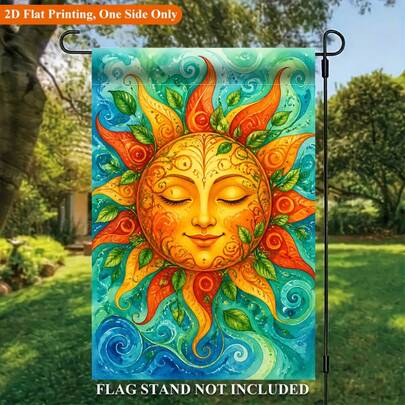 1pc 2D Flat Garden Flag, Vibrant Sunny Color Painting Single-Sided Polyester Material Garden Flag, Holiday Yard Outdoor Flag, Suitable For Outdoor Home And Yard Holiday Decoration, Valentine's Day, Mother's Day, St. Patrick's Day, Easter, Christmas, Thanksgiving, Halloween, Flag Pole Not Included (Flag Only)