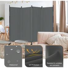 Room Divider 4 Panel Folding Privacy Screen, Portable Small Room Dividers Partition 88" Wall Dividers For Room Separation Upgrated Seamless Accordion Room Divider (Grey, Type A) - Grey - View 3