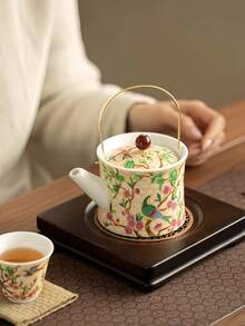1 Set Vintage Chinese Style Premium Exquisite Highly Attractive Enamel Kung Fu Tea Set, Suitable For Brewing Tea, Holding Water, Juice, Coffee, Etc., Ideal For Office, Living Room, Kitchen, Reception Room, Banquet, Party, Gift-Giving And Personal Use. - Multicolor - View 4