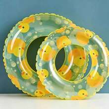 1pc Ranslucent Yellow Duck Swim Ring, Cute Leak-Proof Thickened Inflatable Lifebuoy Waist Float - Little Yellow Duck Swim Ring - View 4