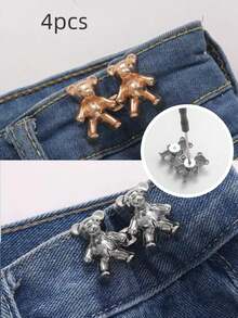 2/4/6 buah Kancing Jeans Denim Tanpa Jahit Motif Beruang, Pengatur Gesper Pinggang Berbentuk Beruang yang Dapat Dilepas, Gesper Dekoratif Rok, Gesper Sabuk yang Dapat Diatur - Beraneka warna - View 14