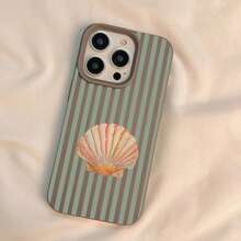 Soft TPU Cases For IPhone 17 16 15 14 13 12 11 Pro Max 16E XR XS Phone Case Fresh Shell Stripes Design Stylish Protective Cover - T10787 深灰色 - 查看 6