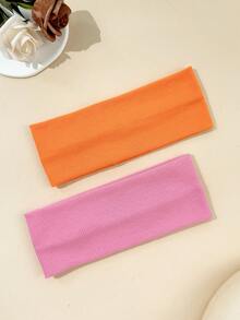 2/4pcs Bright Color Vertical Ribbed Elastic Knit Headbands, Versatile Hair Accessories For Face Washing, Fitness, Campus, Soft And Breathable Fabric, Fresh Girl Hair Decor, Back To School Gift - Multicolor - View 3