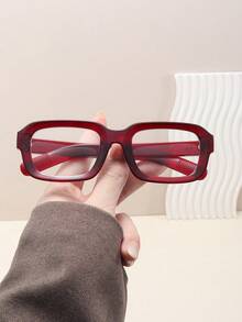 1 par de gafas de mujer de PC con marco rectangular ancho y pequeño, minimalistas, casuales, personalizadas, sexys, de alta gama, elegantes, vintage, artísticas, exquisitas y versátiles, con lentes transparentes de moda - Multicolor - Ver 5